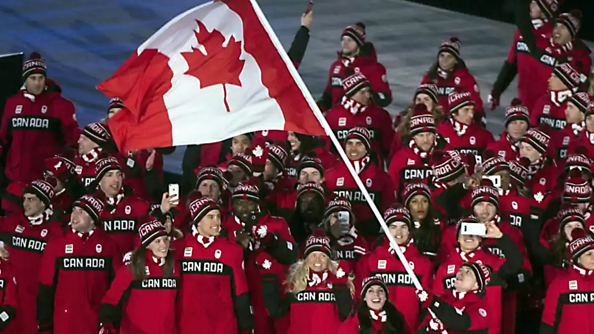 Kanadyjscy mistrzowie z flagą. Zimowe igrzyska oficjalnie otwarte