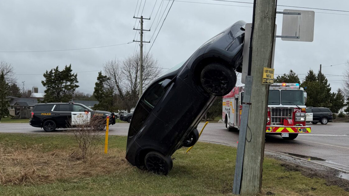 Próbowała „wjechać” na słup energetyczny