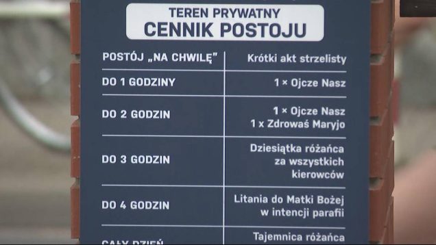 „Ojcze Nasz” zamiast złotówki. Niezwykły cennik parkingu