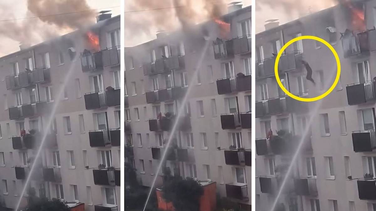 Skoczył z czwartego piętra płonącego bloku